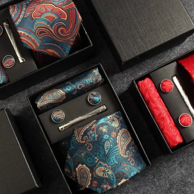Tie Set, Tie, silk tie set for men, Silk Tie Set, Silk Tie, silk patterned tie set, men’s silk tie set, maximus men accessories, luxury men accessories, formal tie gift box