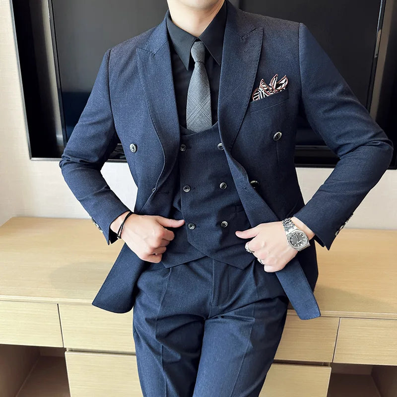 suit, Slim Suit men’s suit, Men’s Slim Suit, Men's Slim Suit, Men's Double-Breasted Suit, Men's Double-Breasted Slim Suit, double-breasted suit
