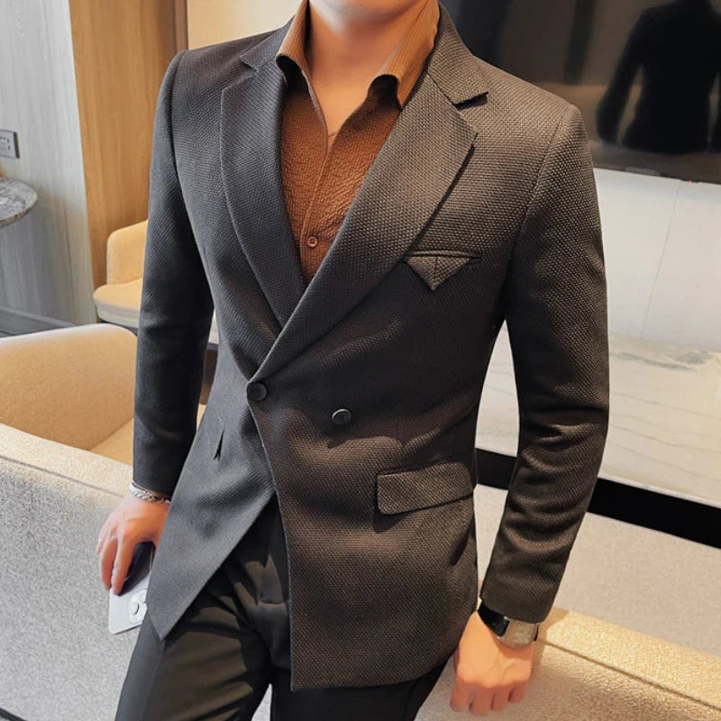 luxury men’s blazer, double-breasted blazer, one-button blazer, smart casual blazer, premium men’s blazer