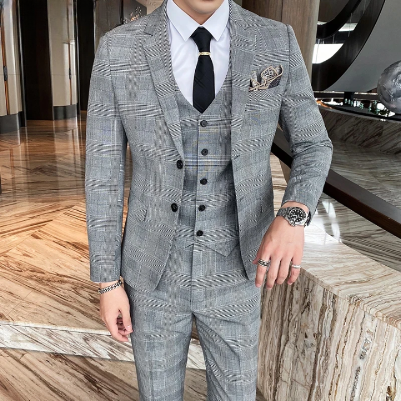 three piece suit, suit, men’s suit, Men’s Formal Checkered Suit, Men’s Checkered Suit, formal suit men, checkered suit, checkered men’s suit