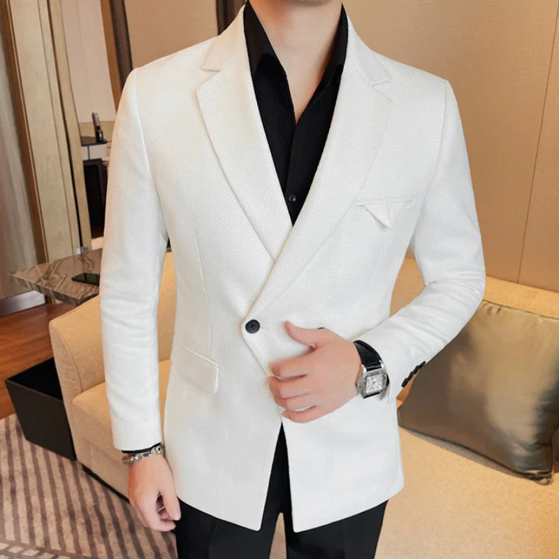 luxury men’s blazer, double-breasted blazer, one-button blazer, smart casual blazer, premium men’s blazer