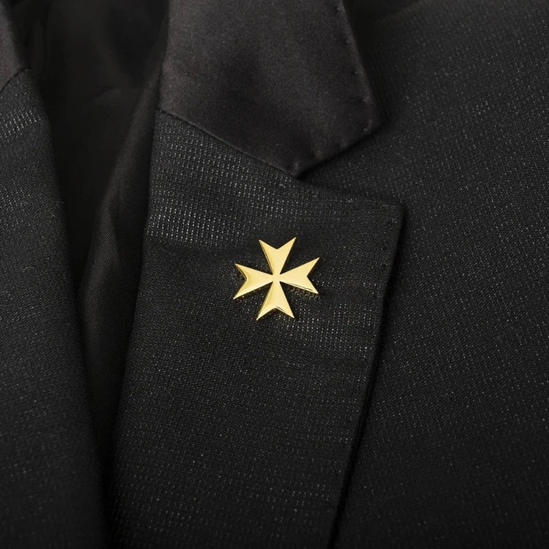 men’s suit brooch, men’s lapel pin, Maltese Cross Suit Brooch, Maltese cross brooch, Maltese Cross, formal men’s accessories, Cross Suit Brooch, classic suit brooch