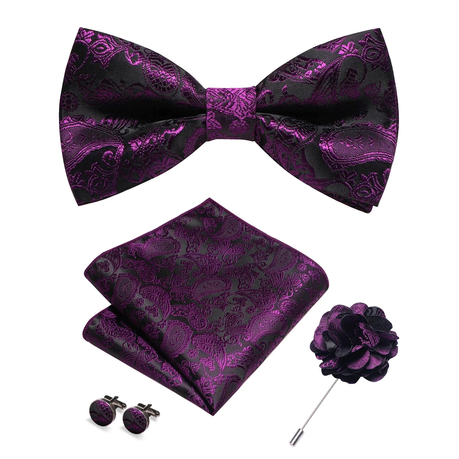 elegant bow tie set, patterned bow tie men, paisley bow tie set, wedding bow tie accessories, maximus men accessories