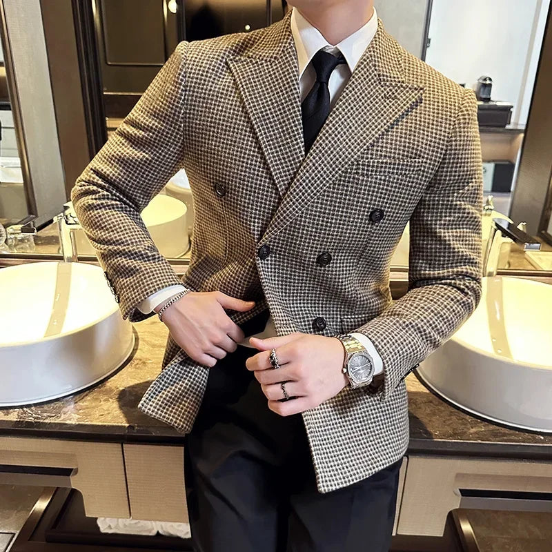 Blazer, blazer masculino, blazer de lã, blazer transpassado, Blazer Masculino Britânico Transpassado Maximus