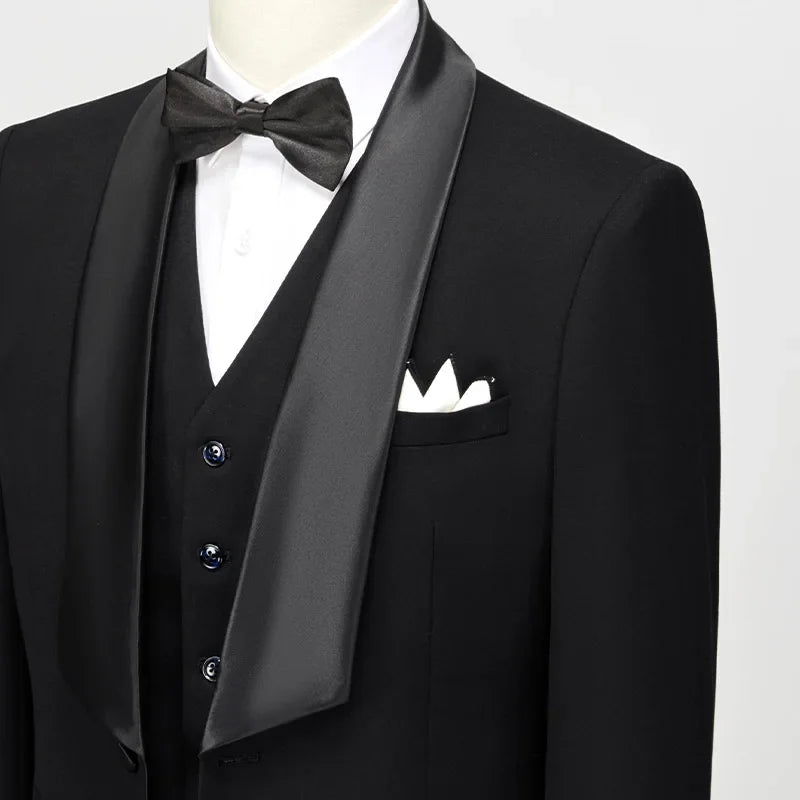 Men's Shawl Lapel Tuxedo, Black Tuxedo, Slim Fit Tuxedo, Men's Dinner Suit, Formal Wear, Wedding Tuxedo, Gala Event