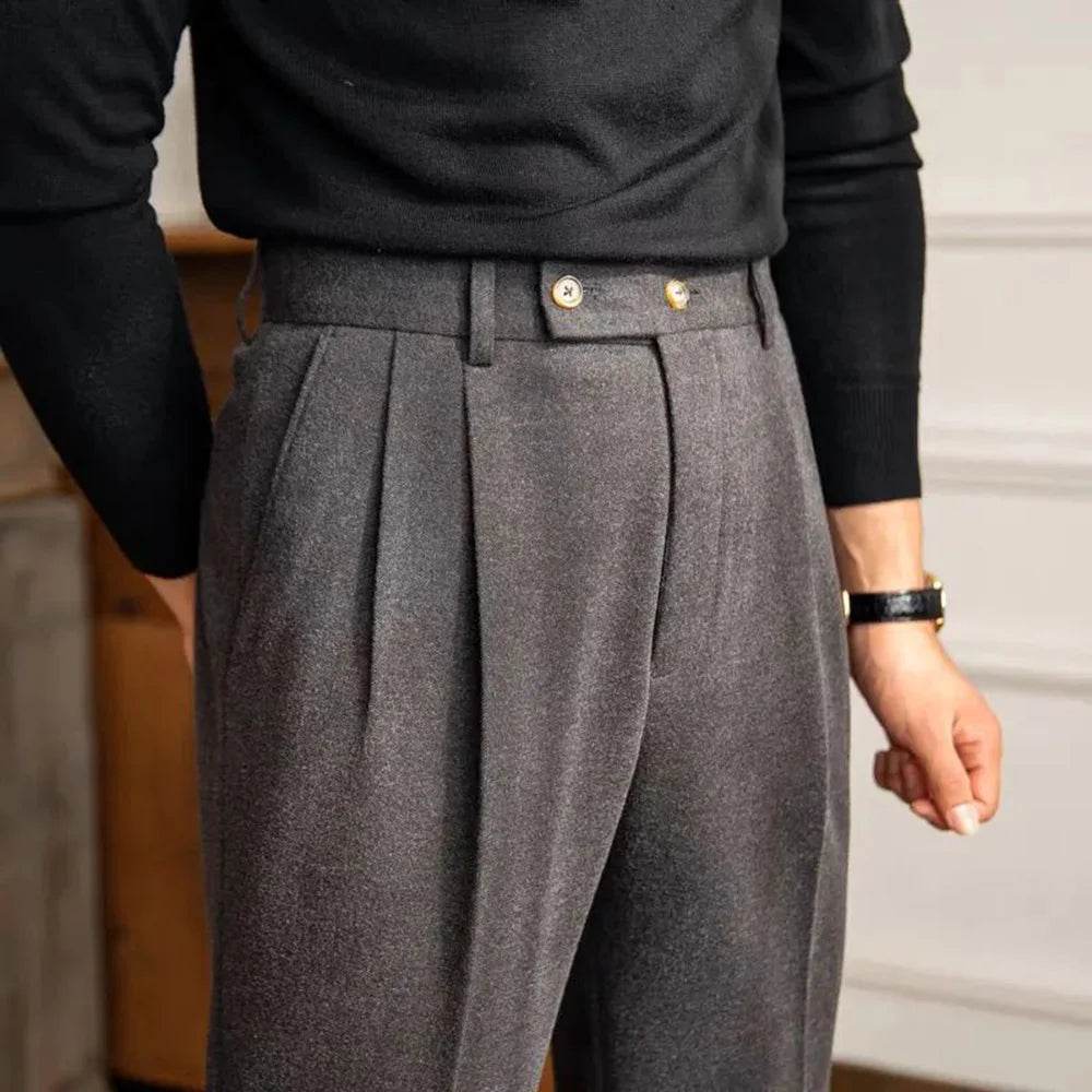 men’s English style trousers, tailored trousers men, slim fit dress pants, smart casual men’s trousers, classic tailored pants
