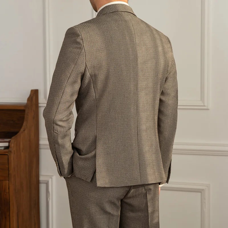 british vintage suit, double-breasted men’s suit, slim fit formal suit, elegant men’s outfit, Maximus classic menswear