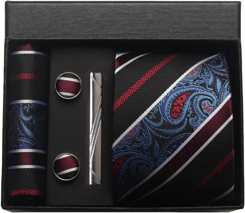Tie Set, Tie, silk tie set for men, Silk Tie Set, Silk Tie, silk patterned tie set, men’s silk tie set, maximus men accessories, luxury men accessories, formal tie gift box