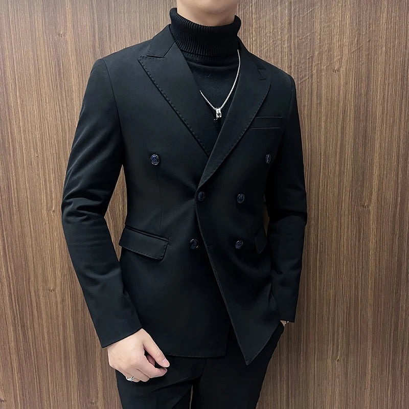 double-breasted blazer, men’s smart casual blazer, elegant men’s blazer, Maximus blazer, cotton polyester blazer