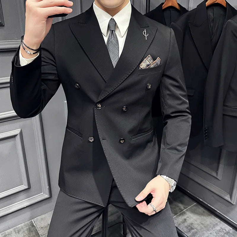 suit, men’s suit, Men's Formal Suit, Men's Formal Double-Breasted Suit, Men's Double-Breasted Suit, double-breasted suit