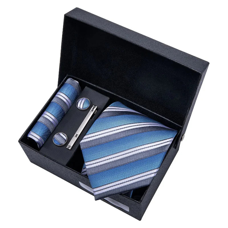 Tie Set, Tie, Striped Tie Set, striped tie gift box, Striped Tie, men’s striped tie set, men striped tie set, maximus men accessories, formal men accessories