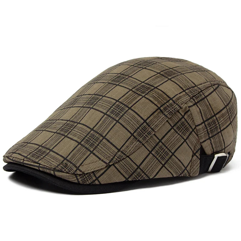 vintage men’s hat, Plaid men’s beret, Men’s Plaid Beret, Men’s Beret, cotton beret men, casual stylish cap, Beret, adjustable men’s beret