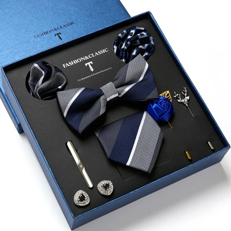 men’s tie set, luxury men accessories, gentlemen gift set, necktie and bow tie set, formal menswear accessories
