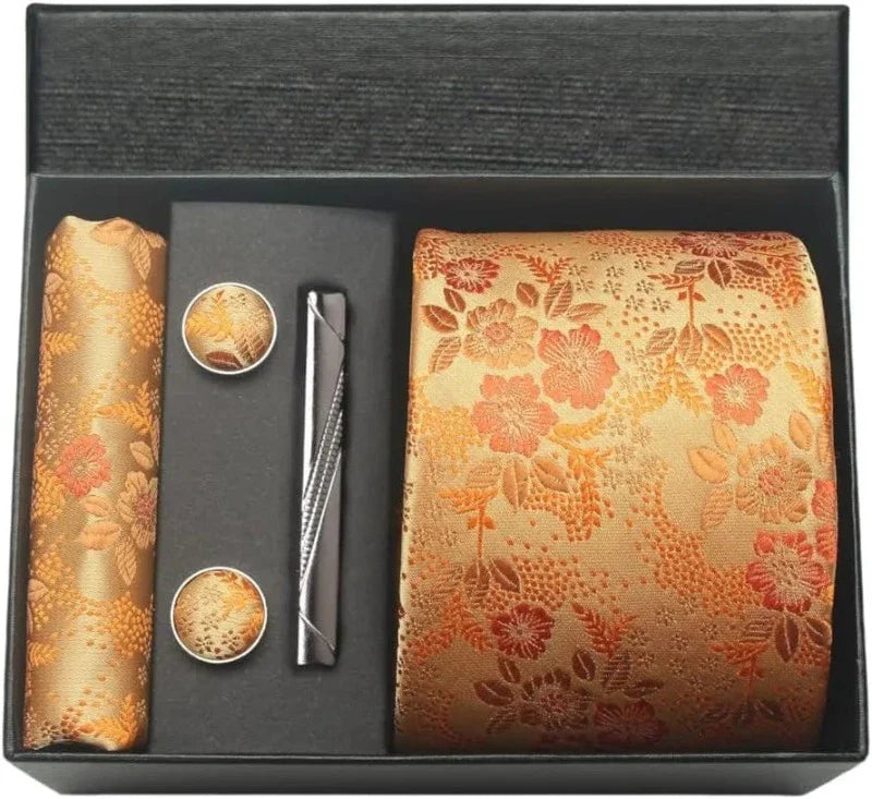Tie Set, Tie, silk tie set for men, Silk Tie Set, Silk Tie, silk patterned tie set, men’s silk tie set, maximus men accessories, luxury men accessories, formal tie gift box