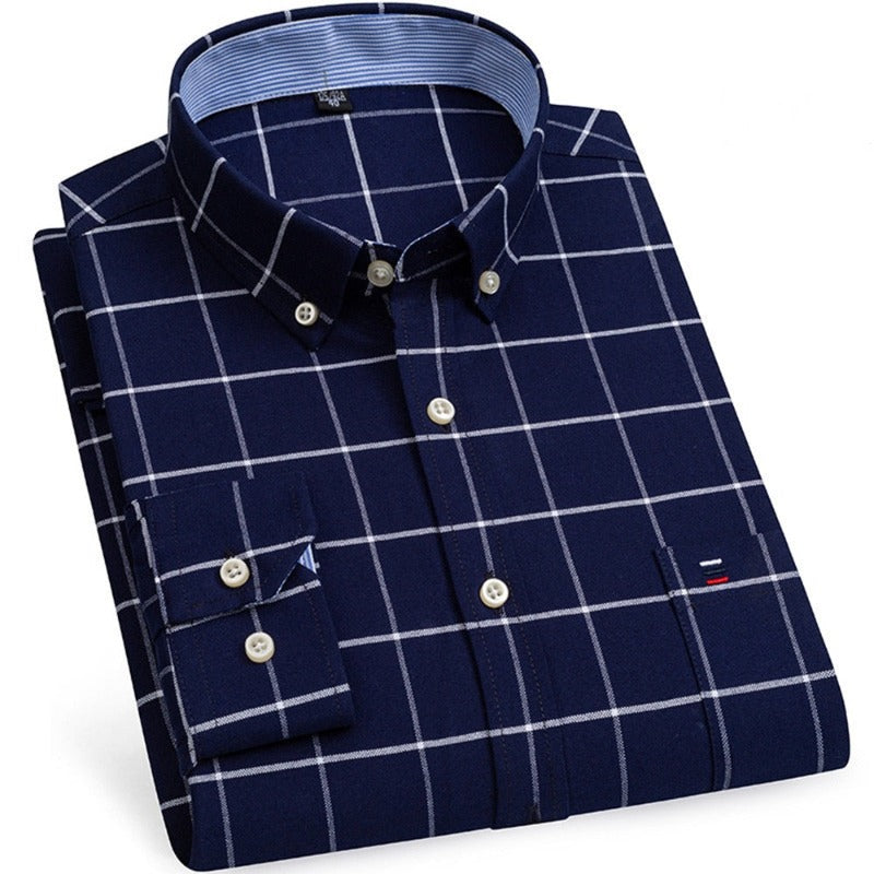 men plaid dress shirt, oxford cotton shirt, men formal shirt, smart casual shirt, luxury menswear