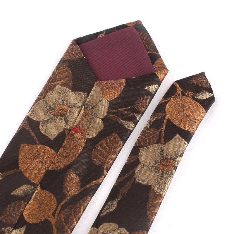 Tie, premium polyester tie, Patterned Tie, Maximus tie, formal floral tie, floral patterned tie for men, elegant men’s necktie, brown floral tie, Brown Floral Patterned Tie