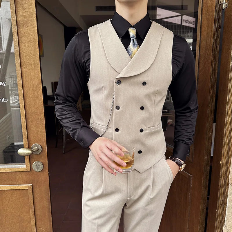 men’s double-breasted waistcoat, slim fit waistcoat, formal men’s vest, classic men’s waistcoat, men’s suit waistcoat