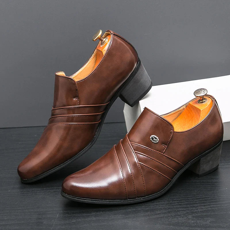 men’s high heel dress shoes, men’s formal shoes, smart casual men’s shoes, elevated heel dress shoes men, elegant men’s shoes