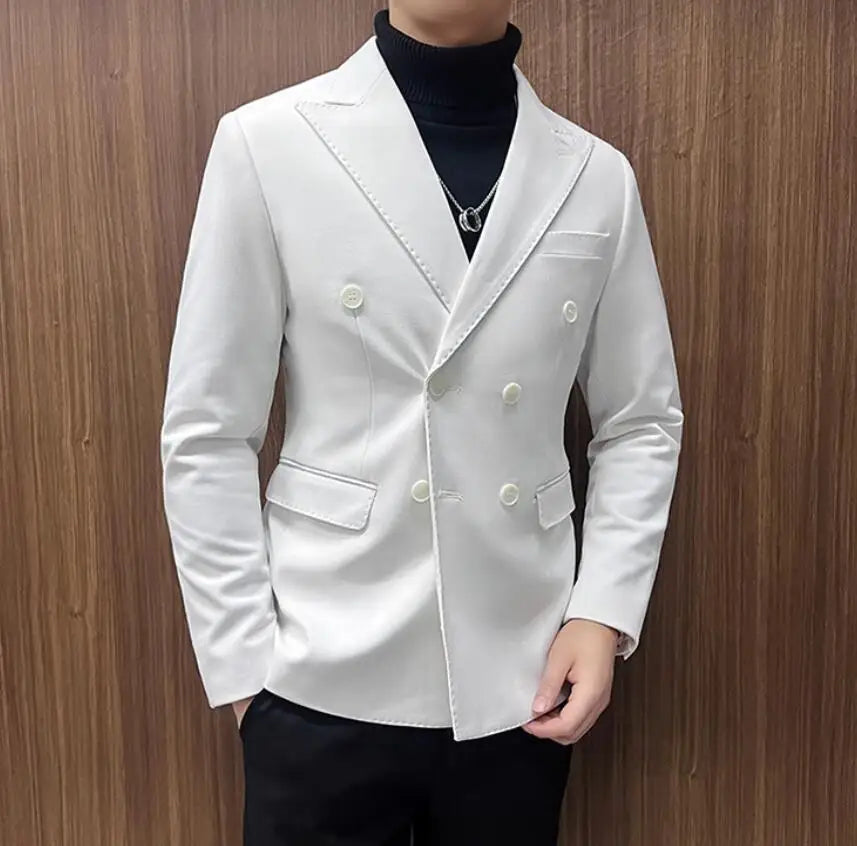 double-breasted blazer, men’s smart casual blazer, elegant men’s blazer, Maximus blazer, cotton polyester blazer
