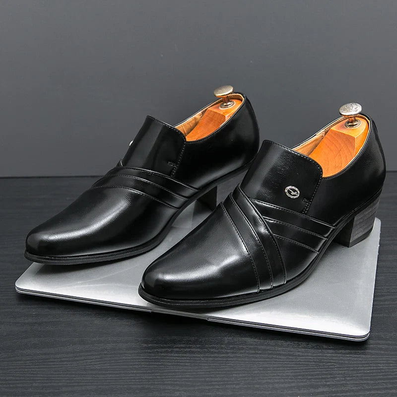 men’s high heel dress shoes, men’s formal shoes, smart casual men’s shoes, elevated heel dress shoes men, elegant men’s shoes