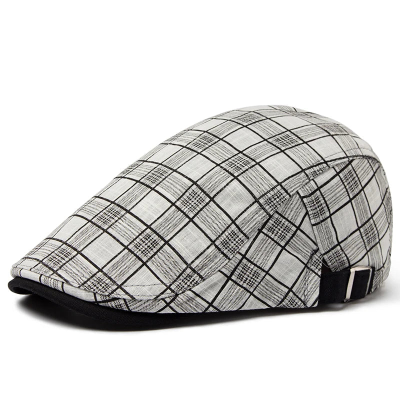 vintage men’s hat, Plaid men’s beret, Men’s Plaid Beret, Men’s Beret, cotton beret men, casual stylish cap, Beret, adjustable men’s beret
