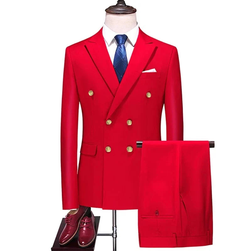 double breasted two piece suit, elegant men’s suit, classic style suit, smart casual men’s suit, formal two piece suit