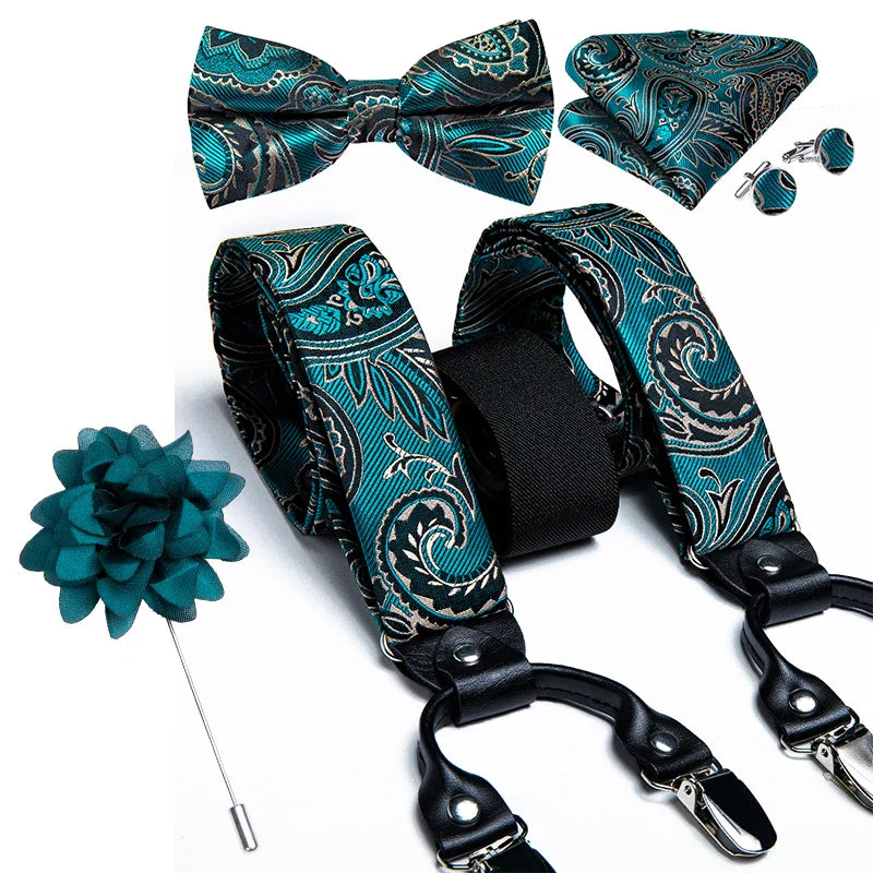suspenders and bow tie set, Suspenders, patterned suspenders, men’s suspenders set, men’s suspenders, men’s luxury suspenders set, men’s formal accessories set, men’s fashion accessories