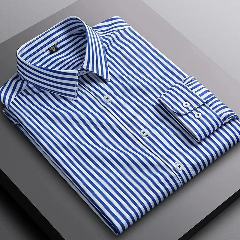 men striped dress shirt, smart casual men shirt, striped formal shirt men, modern men dress shirt, premium men shirt