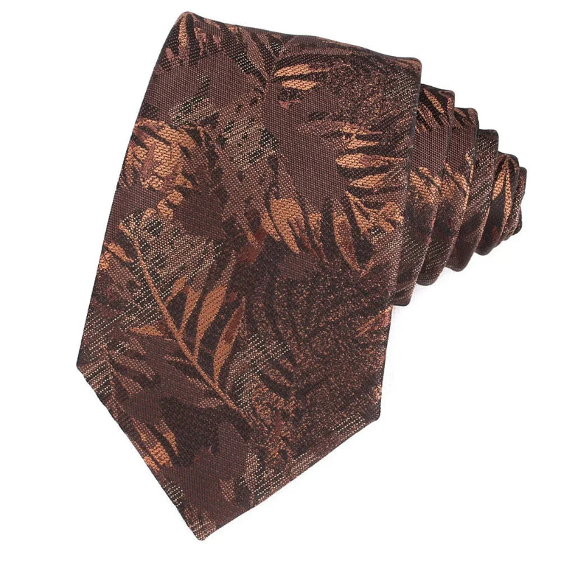 Tie, premium polyester tie, Patterned Tie, Maximus tie, formal floral tie, floral patterned tie for men, elegant men’s necktie, brown floral tie, Brown Floral Patterned Tie
