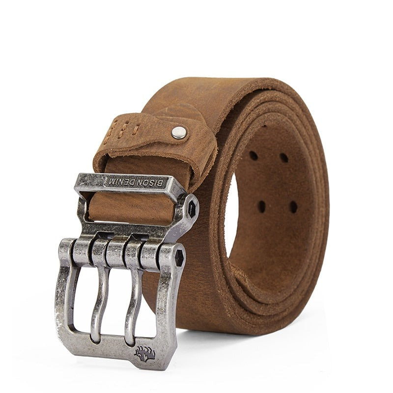 bison leather belt, men’s genuine leather belt, luxury men belt, classic leather belt for men, maximus men accessories
