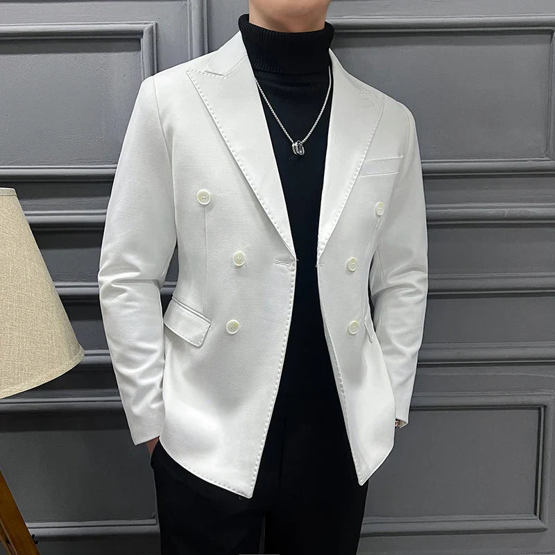 double-breasted blazer, men’s smart casual blazer, elegant men’s blazer, Maximus blazer, cotton polyester blazer