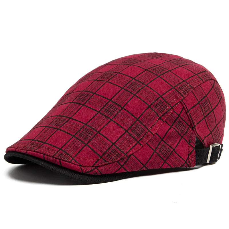 vintage men’s hat, Plaid men’s beret, Men’s Plaid Beret, Men’s Beret, cotton beret men, casual stylish cap, Beret, adjustable men’s beret