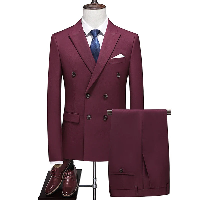 double breasted two piece suit, elegant men’s suit, smart casual men’s suit, classic men’s suit, modern two piece suit