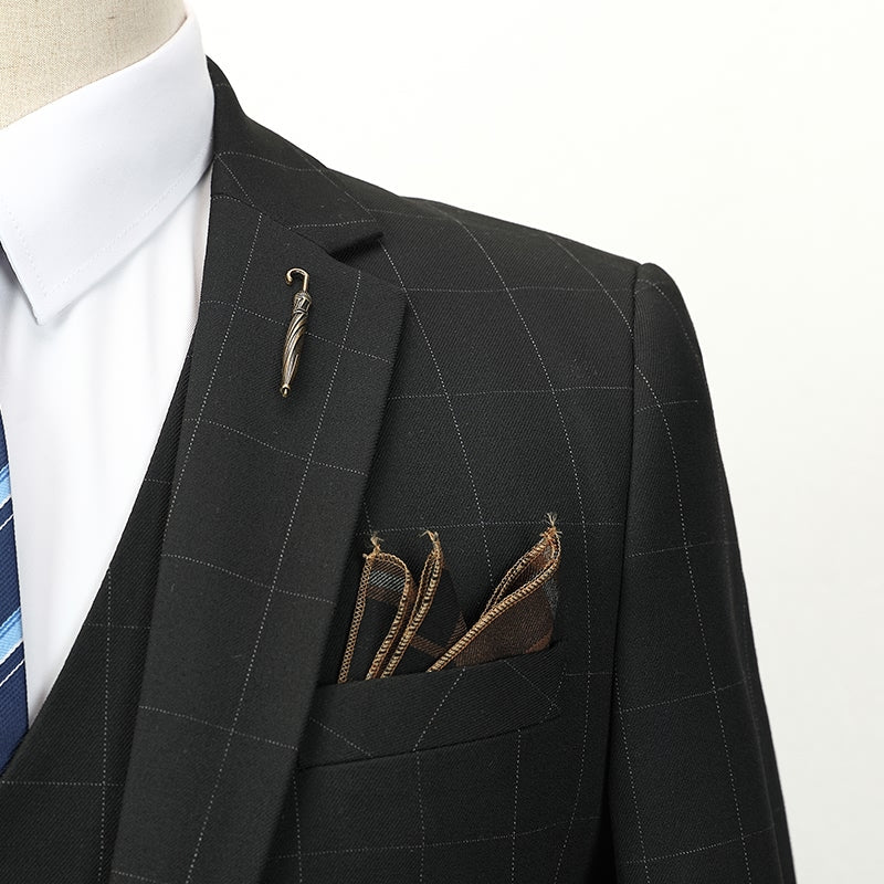 elegant suit, Maximus suit, striped men’s suit, classic men’s suit, men’s suit, three piece slim fit suit, modern three piece suit, complete three piece suit, three piece suit, suit