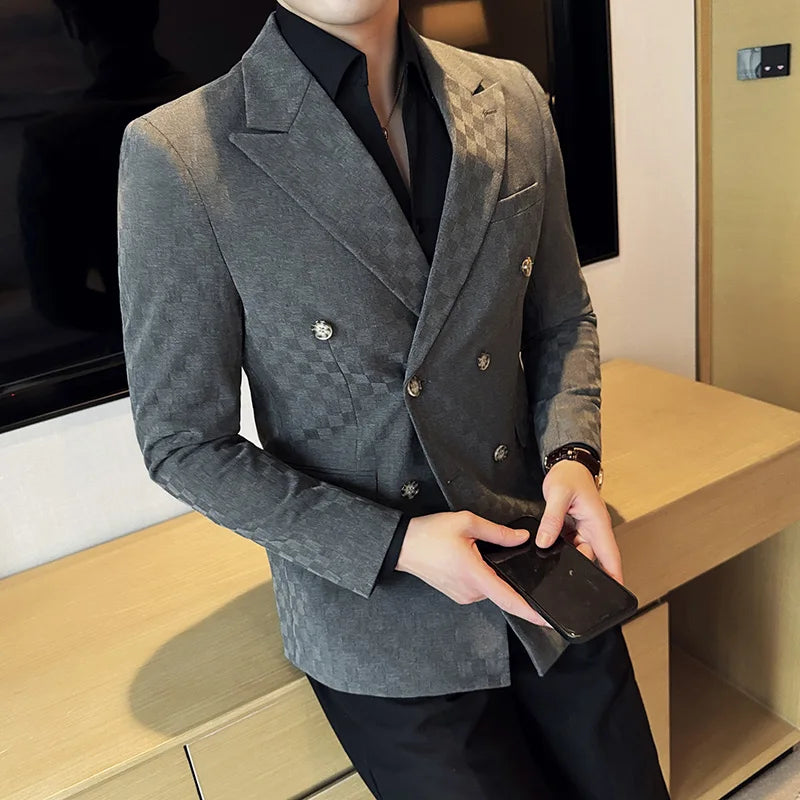 checked blazer men, double-breasted blazer, Maximus blazer, English style blazer, checkered menswear