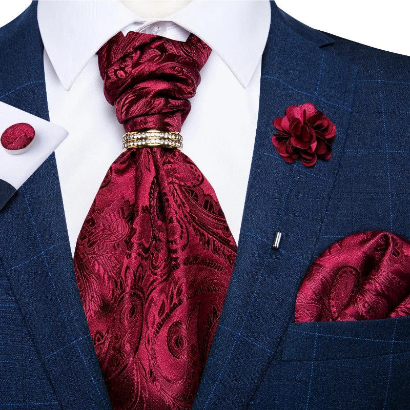 Tie Set, Tie, silk ascot set, patterned ascot tie, men’s wedding accessories, men’s formal accessories, men’s ascot tie, Maximus ascot tie, luxury ascot tie, ascot tie set, Ascot Tie