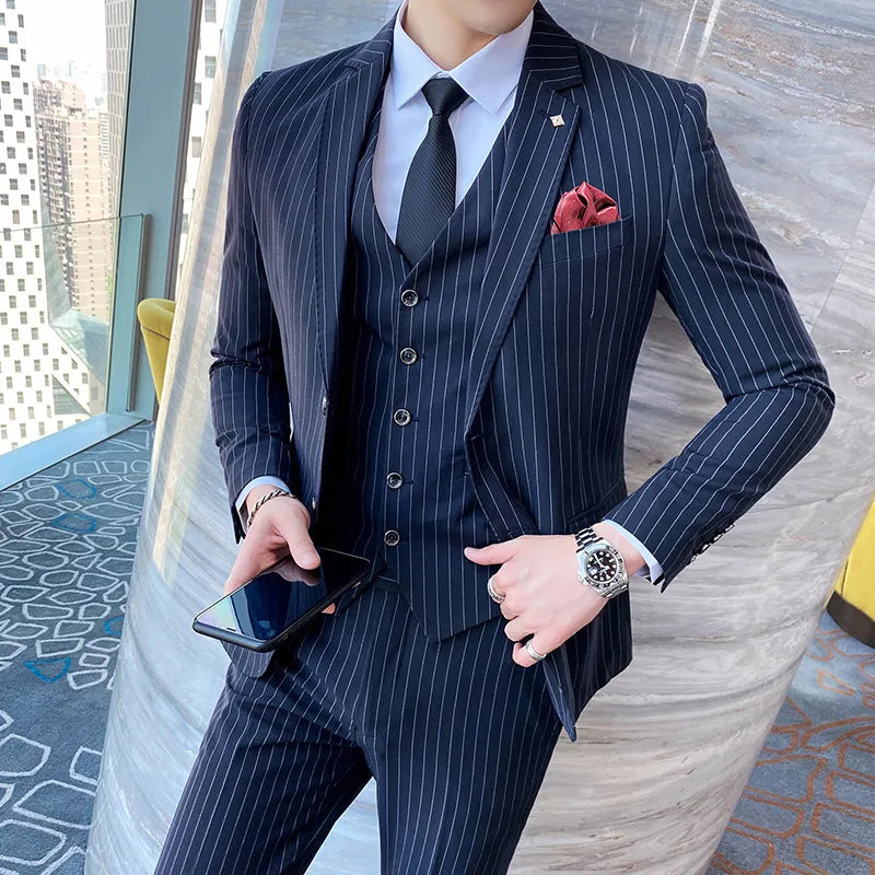 men’s suit, suit, Men’s Pinstripe Suit, Pinstripe Suit, Men’s Black Pinstripe Suit, dark gray pinstripe suit