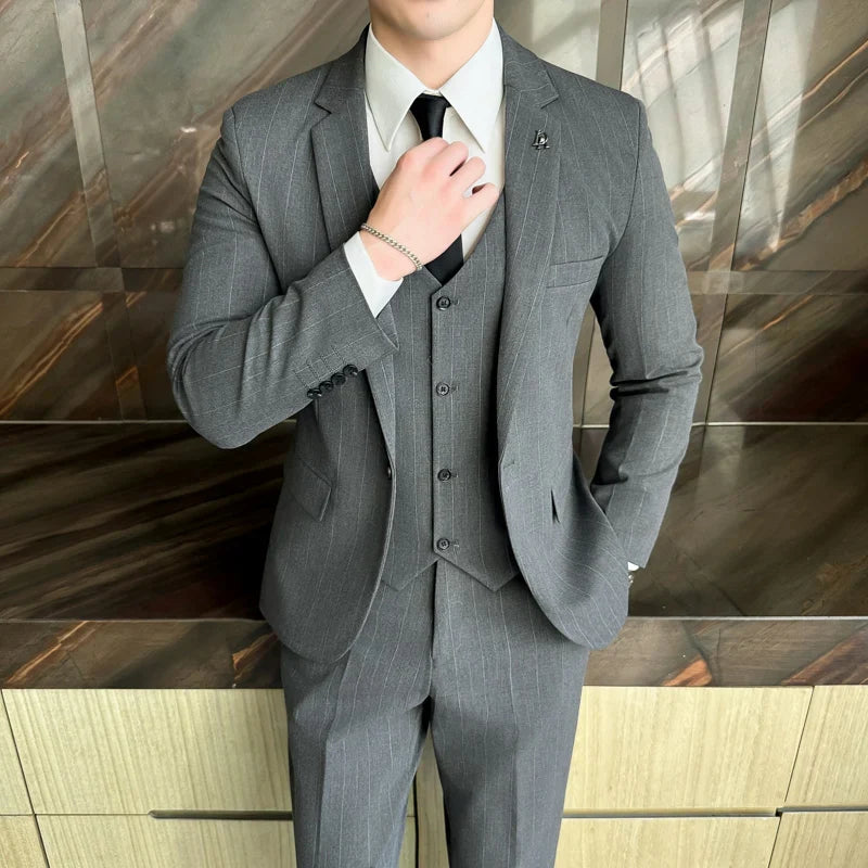suit, striped suit, slim fit men’s suit, men’s suit, Men’s Slim Suit, Men’s Slim Striped Suit V02, Men’s Slim Striped Suit, Men's Striped Suit
