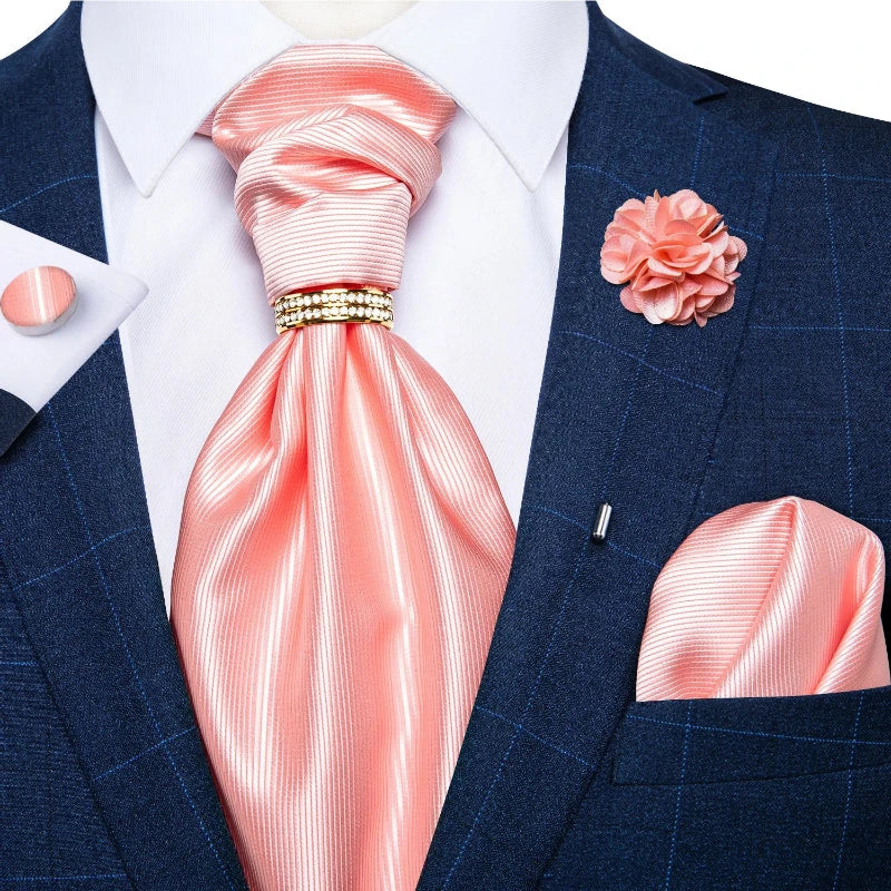 Tie Set, Tie, silk ascot set, patterned ascot tie, men’s wedding accessories, men’s formal accessories, men’s ascot tie, Maximus ascot tie, luxury ascot tie, ascot tie set, Ascot Tie
