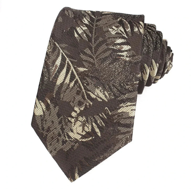 Tie, premium polyester tie, Patterned Tie, Maximus tie, formal floral tie, floral patterned tie for men, elegant men’s necktie, brown floral tie, Brown Floral Patterned Tie