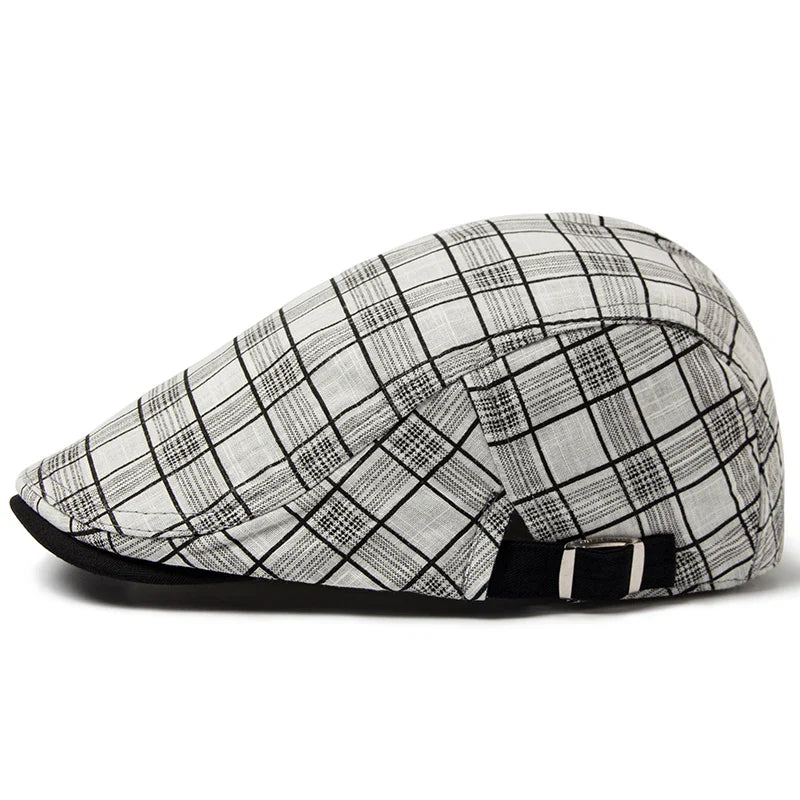 vintage men’s hat, Plaid men’s beret, Men’s Plaid Beret, Men’s Beret, cotton beret men, casual stylish cap, Beret, adjustable men’s beret