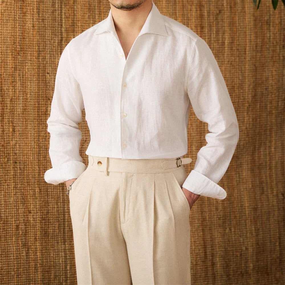 men linen dress shirt, slim fit linen shirt men, premium linen shirt, men summer dress shirt, elegant men linen shirt