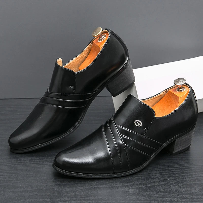 men’s high heel dress shoes, men’s formal shoes, smart casual men’s shoes, elevated heel dress shoes men, elegant men’s shoes