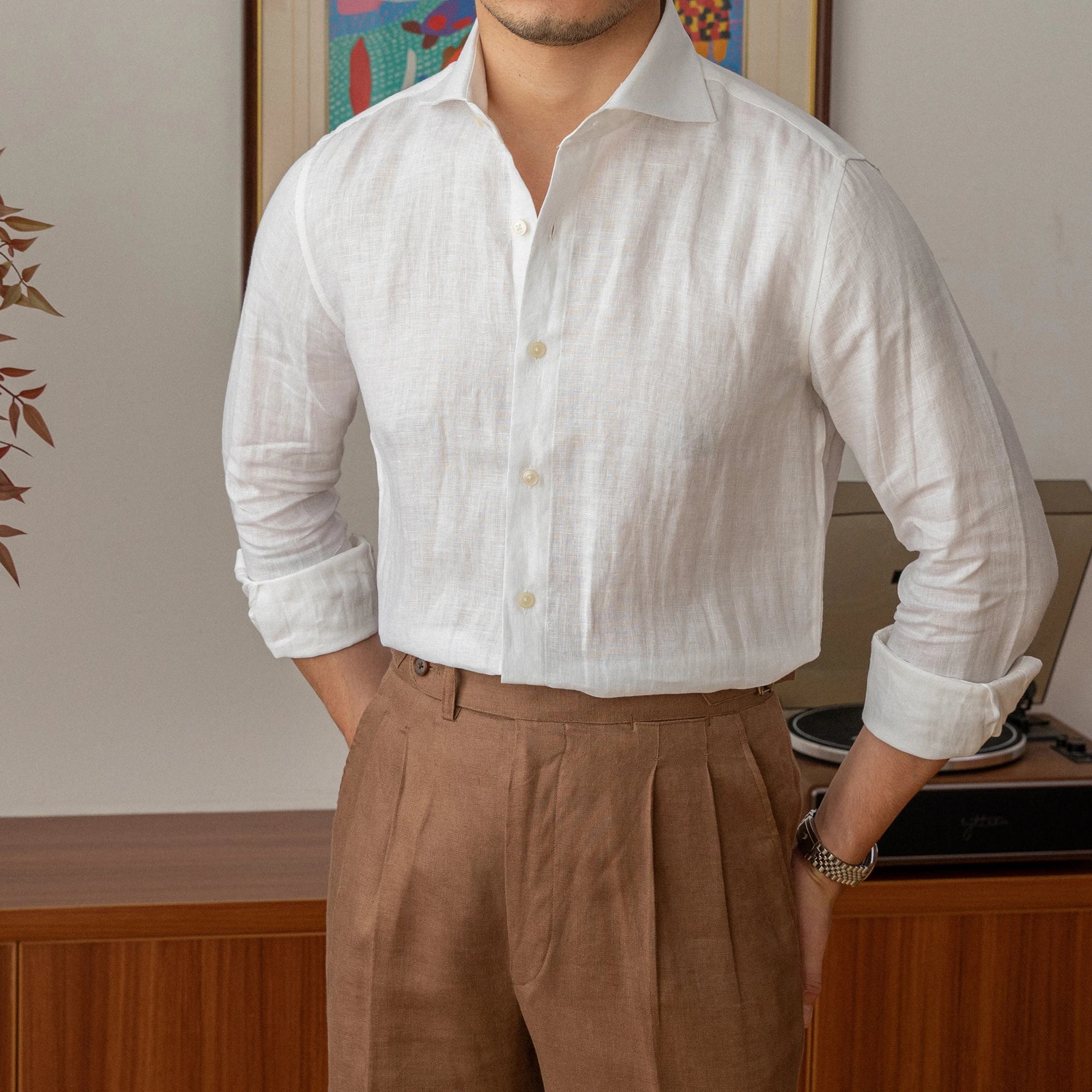 men linen dress shirt, slim fit linen shirt men, premium linen shirt, elegant men linen shirt, summer dress shirt men