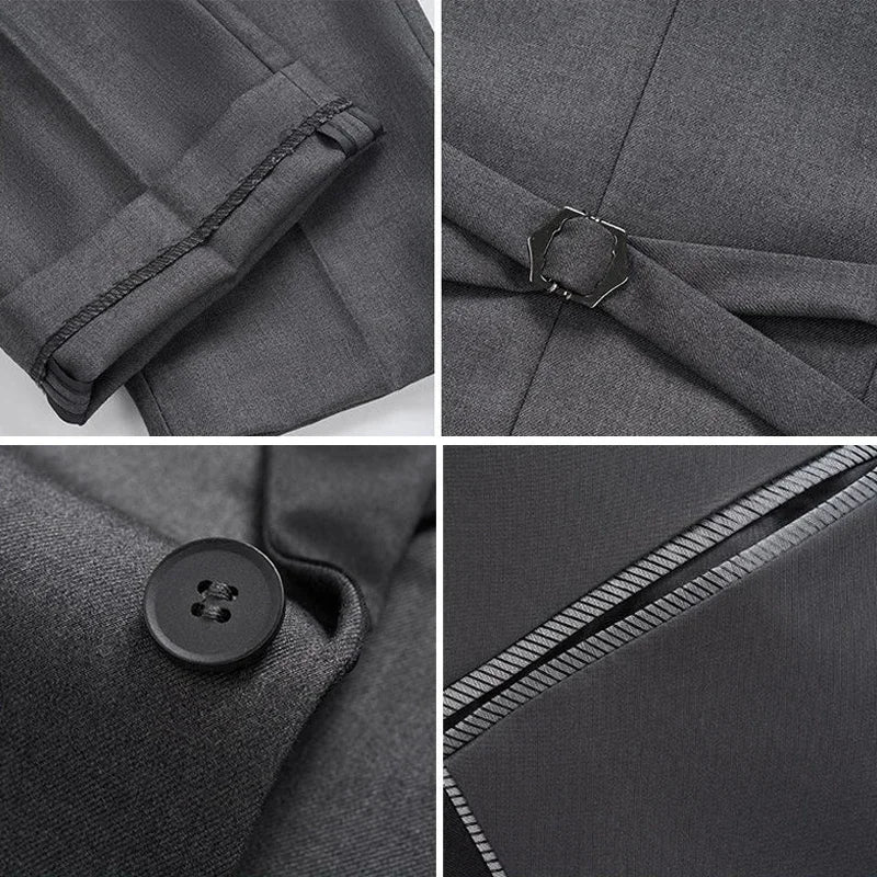 men’s tuxedo, slim fit tuxedo, men’s formal suit, black lapel tuxedo, three piece suit