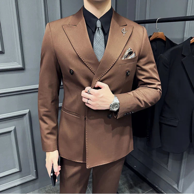 suit, men’s suit, Men's Formal Suit, Men's Formal Double-Breasted Suit, Men's Double-Breasted Suit, double-breasted suit