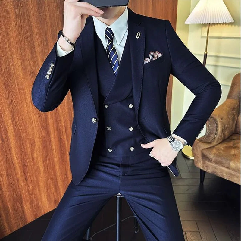 suit, modern men’s suit, men’s suit, men’s slim fit suit, formal men’s suit, executive men’s suit, double-breasted waistcoat suit