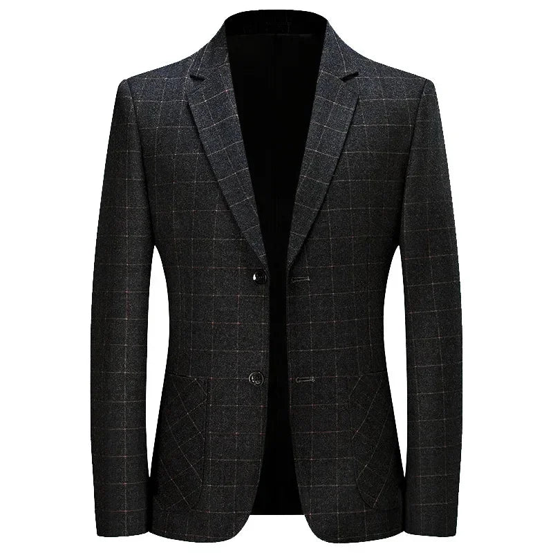 men’s plaid blazer, slim fit blazer, smart casual blazer, fashion men’s blazer, modern plaid jacket
