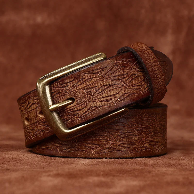 men’s carved leather belt, vintage leather belt for men, handcrafted leather belt, genuine leather men belt, artisan leather belt, maximus men accessories