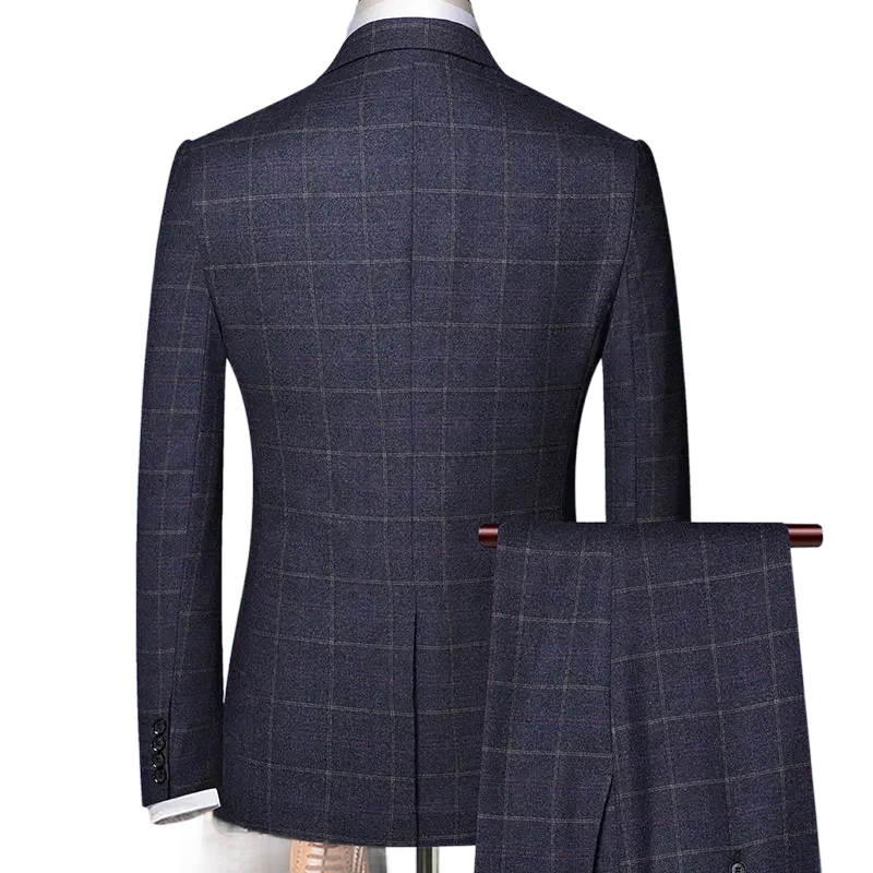 vintage checkered suit, suit, Navy Blue Checkered Suit, Navy Blue Checkered Men’s Suit Maximus, Navy Blue Checkered Men’s Suit, men’s suit, checkered suit